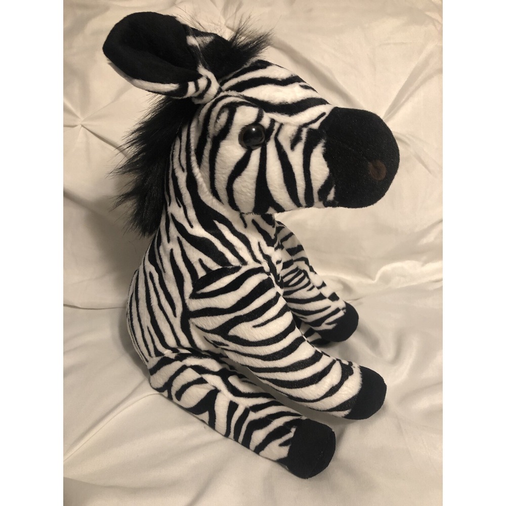 Wild Republic Zebra 13" Plush Black White Soft EUC K&M International